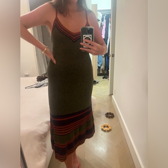 NWT Wales Bonner Fusion striped wool-blend knit green dress - Picture 6 of 9